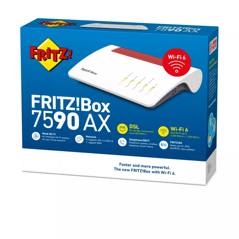 Galda maršrutētājs FRITZ!Box 7590 AX divjoslu Wi-Fi 6