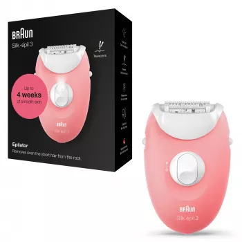 Braun Silk-épil 3 3-176 epilators ar 3 papildu piederumiem, Rožu, Balts, 20 pincetes, Skūšana, Maiņstrāva, 100 - 240 V, 50 - 60 Hz