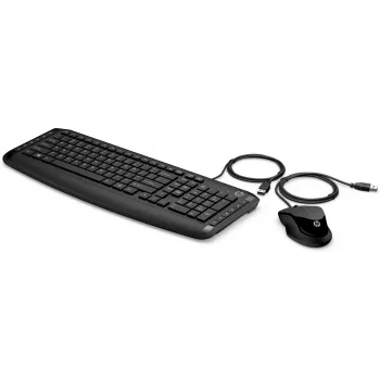 HP Pavilion tastatūra un pele 200, vadu, USB, mehāniskā, QWERTY, melna, pele iekļauta