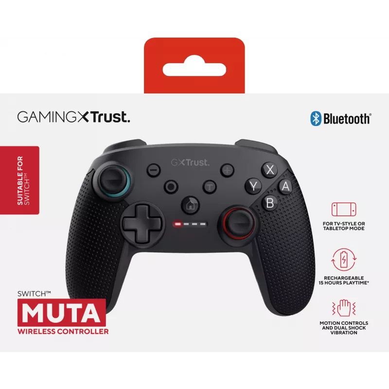 Trust GXT 1246 MUTA Melns Bluetooth spēļu kontrolieris Analogs / Digitāls Nintendo Switch, Nintendo Switch Lite, Nintendo Switch OLED