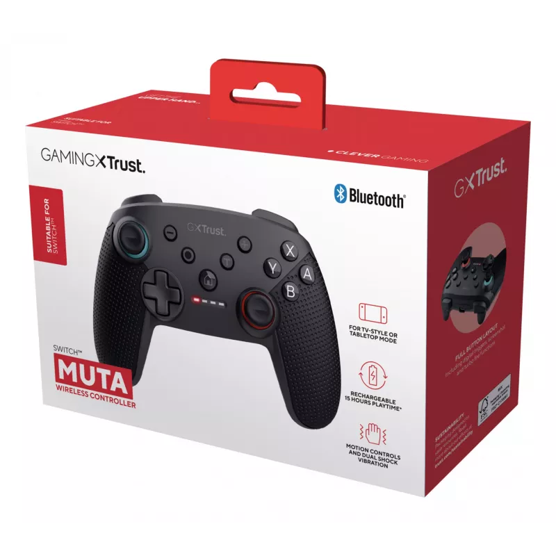 Trust GXT 1246 MUTA Melns Bluetooth spēļu kontrolieris Analogs / Digitāls Nintendo Switch, Nintendo Switch Lite, Nintendo Switch OLED