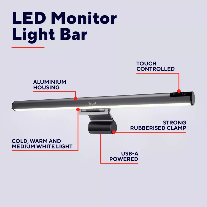 Galda lampa Trust Shyne Nomaināma spuldze Melna USB barošana 70 mm augstums