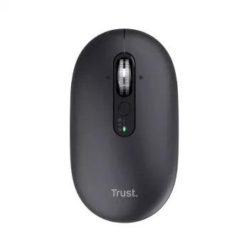 Pele TRUST Seron plāns Multi — piemērota abām rokām biroja pele, optiskā 3200 DPI, RF bezvadu + Bluetooth, 7 pogas, melna