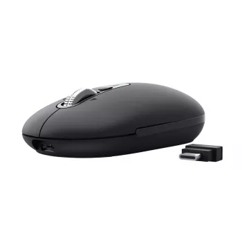 Pele TRUST Seron plāns Multi — piemērota abām rokām biroja pele, optiskā 3200 DPI, RF bezvadu + Bluetooth, 7 pogas, melna