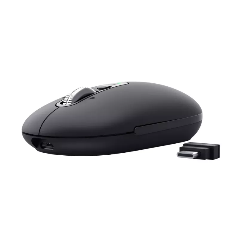 Pele TRUST Seron plāns Multi — piemērota abām rokām biroja pele, optiskā 3200 DPI, RF bezvadu + Bluetooth, 7 pogas, melna