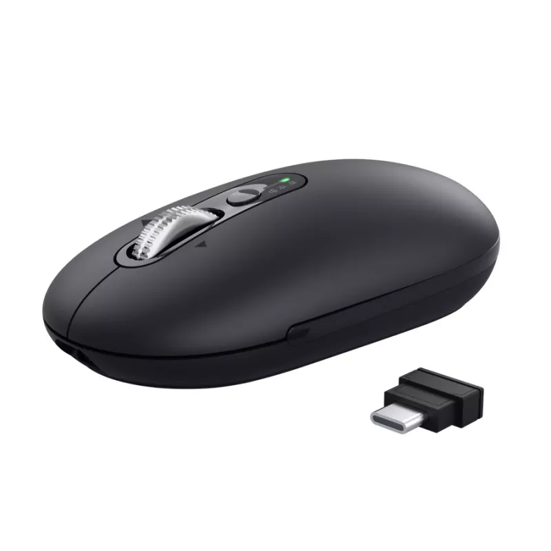 Pele TRUST Seron plāns Multi — piemērota abām rokām biroja pele, optiskā 3200 DPI, RF bezvadu + Bluetooth, 7 pogas, melna