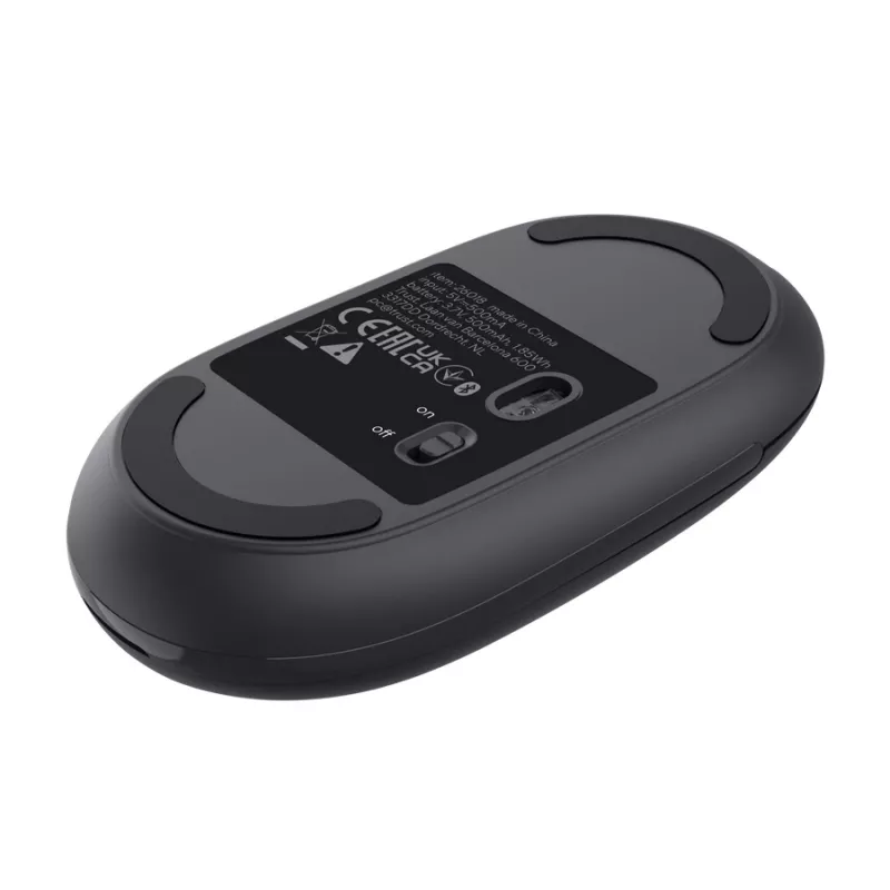 Pele TRUST Seron plāns Multi — piemērota abām rokām biroja pele, optiskā 3200 DPI, RF bezvadu + Bluetooth, 7 pogas, melna