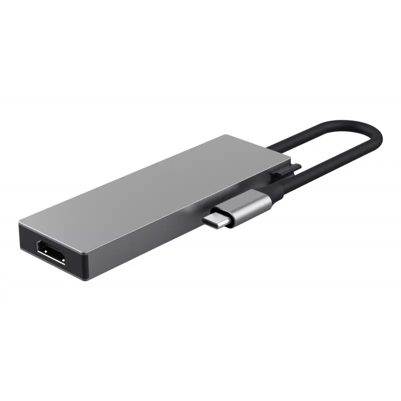 USB Type-C centrmezgls TRUST 26062 — HDMI + USB 3.2 Gen 1 Type-A & Type-C, pelēks, 5 pieslēgvietas
