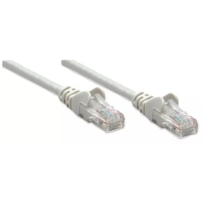 Intellinet tīkla komutācijas kabelis, Cat5e, 20 m, pelēks, CCA, U/UTP, PVC, RJ45, apzeltīti kontakti, bez aizķeršanās, ar aizsarguzmavu, mūža garantija