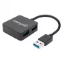 Manhattan USB-A 4 portu centrmezgls, 4x USB-A porti, 5 Gbps (USB 3.2 Gen1 jeb USB 3.0), darbināms no USB (ārējais barošanas avots nav nepieciešams). Ātrā uzlāde: 1 ports līdz 0,9 A; uzlādei caur 4 portiem nepieciešams ārējais barošanas avots (nav iekļauts), Ekvivalents ST4300MINU3B