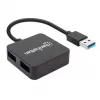 Manhattan USB-A 4 portu centrmezgls, 4x USB-A porti, 5 Gbps (USB 3.2 Gen1 jeb USB 3.0), darbināms no USB (ārējais barošanas avots nav nepieciešams). Ātrā uzlāde: 1 ports līdz 0,9 A; uzlādei caur 4 portiem nepieciešams ārējais barošanas avots (nav iekļauts), Ekvivalents ST4300MINU3B