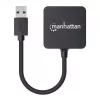 Manhattan USB-A 4 portu centrmezgls, 4x USB-A porti, 5 Gbps (USB 3.2 Gen1 jeb USB 3.0), darbināms no USB (ārējais barošanas avots nav nepieciešams). Ātrā uzlāde: 1 ports līdz 0,9 A; uzlādei caur 4 portiem nepieciešams ārējais barošanas avots (nav iekļauts), Ekvivalents ST4300MINU3B