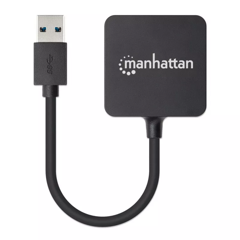 Manhattan USB-A 4 portu centrmezgls, 4x USB-A porti, 5 Gbps (USB 3.2 Gen1 jeb USB 3.0), darbināms no USB (ārējais barošanas avots nav nepieciešams). Ātrā uzlāde: 1 ports līdz 0,9 A; uzlādei caur 4 portiem nepieciešams ārējais barošanas avots (nav iekļauts), Ekvivalents ST4300MINU3B