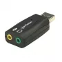 Manhattan USB-A skaņas adapteris, USB-A uz 3,5 mm mikrofona ieeju un audio izeju, 480 Mbps (USB 2.0), atbalsta 3D un virtuālo 5.1 telpisko skaņu, Hi-Speed USB, melns, trīs gadu garantija