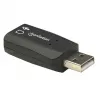 Manhattan USB-A skaņas adapteris, USB-A uz 3,5 mm mikrofona ieeju un audio izeju, 480 Mbps (USB 2.0), atbalsta 3D un virtuālo 5.1 telpisko skaņu, Hi-Speed USB, melns, trīs gadu garantija