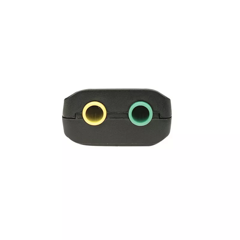 Manhattan USB-A skaņas adapteris, USB-A uz 3,5 mm mikrofona ieeju un audio izeju, 480 Mbps (USB 2.0), atbalsta 3D un virtuālo 5.1 telpisko skaņu, Hi-Speed USB, melns, trīs gadu garantija