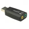 Manhattan USB-A skaņas adapteris, USB-A uz 3,5 mm mikrofona ieeju un audio izeju, 480 Mbps (USB 2.0), atbalsta 3D un virtuālo 5.1 telpisko skaņu, Hi-Speed USB, melns, trīs gadu garantija