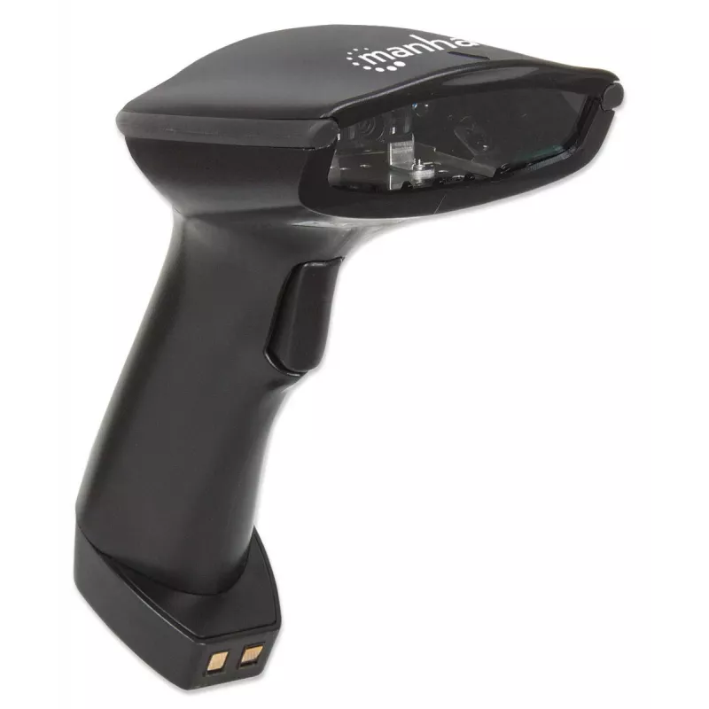Manhattan Wireless Linear Handheld CCD Barcode Scanner, Bluetooth, 500mm Scan Depth, up to 80m effective range (line of sight), Max Ambient Light 100,000 lux (sunlight), EU/US/UK/AU interchangeable plug, Melns, Three Year Warranty