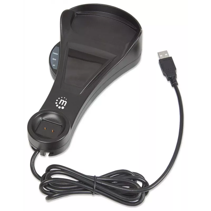 Manhattan Wireless Linear Handheld CCD Barcode Scanner, Bluetooth, 500mm Scan Depth, up to 80m effective range (line of sight), Max Ambient Light 100,000 lux (sunlight), EU/US/UK/AU interchangeable plug, Melns, Three Year Warranty