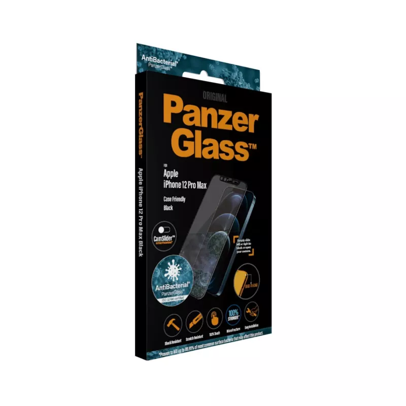 PanzerGlass® CamSlider® ekrāna aizsargs iPhone 12 Pro Max | Pilna pārklājuma