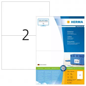 Pašlīmējošas printera etiķetes HERMA Labels Premium A4 210x148 mm