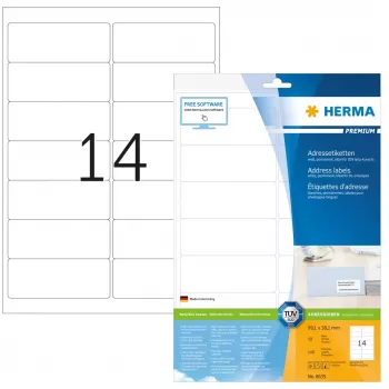 Adrešu uzlīmes Premium HERMA A4 99,1x38,1 mm 140 gab.