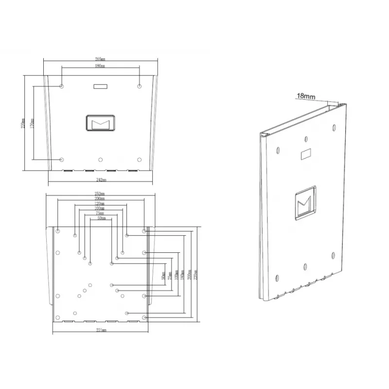 Multibrackets M VESA Wallmount III Melns 75 100 200x100 200x200 30kg