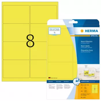 HERMA Neon etiķetes A4 99,1x67,7 mm spīdīgi dzeltenas 160 gab.