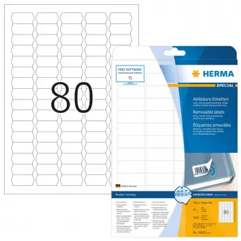 HERMA cenu uzlīmes A4 35.6x16.9 mm baltas noņemama papīra matētas 2000 gab.