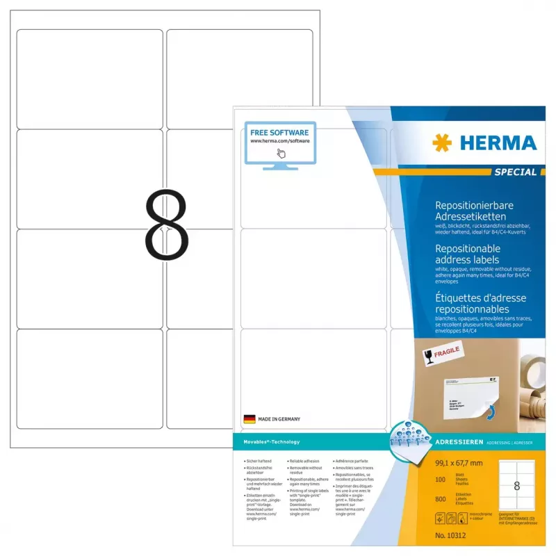 Pārvietojamas adrešu uzlīmes HERMA 10312