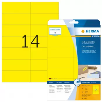 Pašlīmējošas etiķetes HERMA 5058 dzeltenas 105x42.3 mm 280 gab.