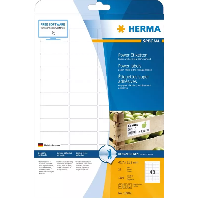 Pašlīmējošās printera etiķetes HERMA Labels A4 45,7x21,2 mm