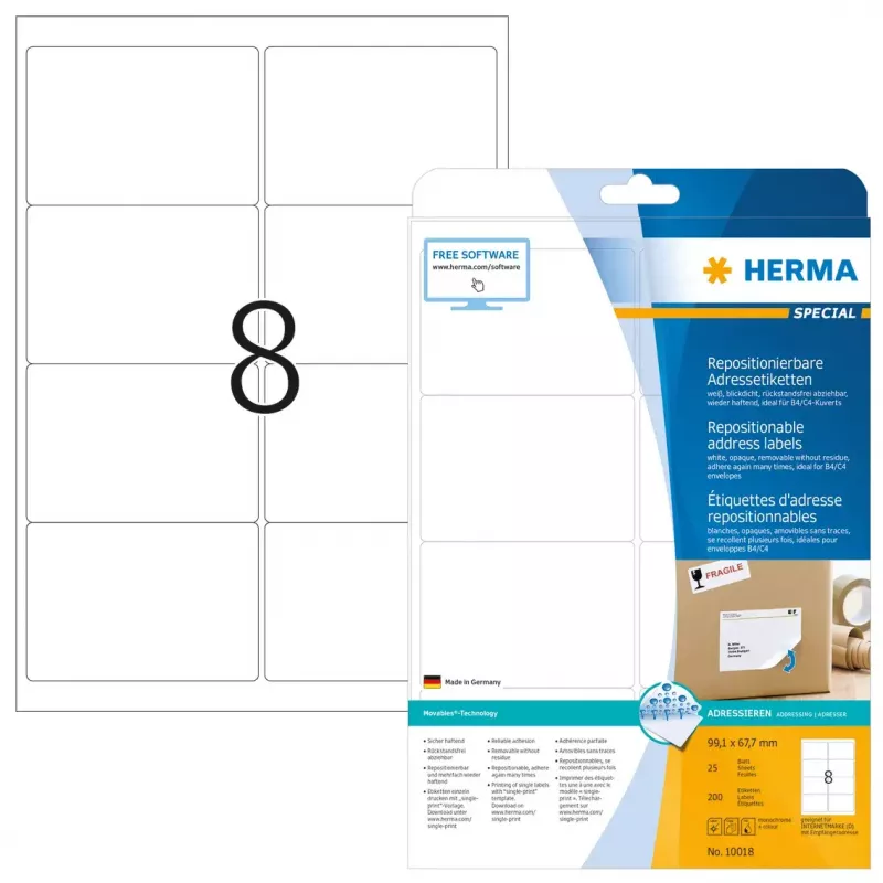 Repositionable address labels HERMA 10018