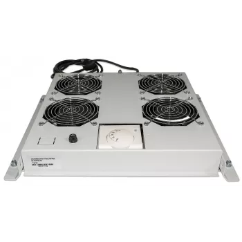 Intellinet 4 ventilatoru ventilācijas iekārta 19 collu statņiem, jumta stiprinājums, ar termostatu, pelēka