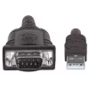 Manhattan USB-A uz seriālā pārveidotāja kabelis, 45 cm, vīr. pret vīr., Seriālais/RS232/COM/DB9, FTDI FT232RL mikroshēma, saderīgs ar Windows 11 (un iepriekšējām OS), melns/sudraba kabelis, trīs gadu garantija, ekvivalents ICUSB2321F.