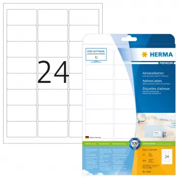 Adrešu uzlīmes Premium HERMA A4 63,5x33,9 mm 600 gab.