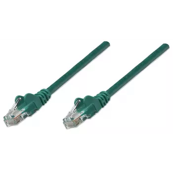 Intellinet tīkla savienojuma kabelis, Cat5e, 10 m, zaļš, CCA, U/UTP, PVC, RJ45, zeltīti kontakti, bez aizķeršanās, ar aizsarguzmavu, mūža garantija