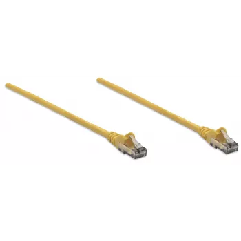 Intellinet tīkla komutācijas kabelis, Cat6, 10 m, dzeltens, CCA, U/UTP, PVC, RJ45, zelta pārklājuma kontakti, bez aizķeršanās, aizsargapvalks, mūža garantija