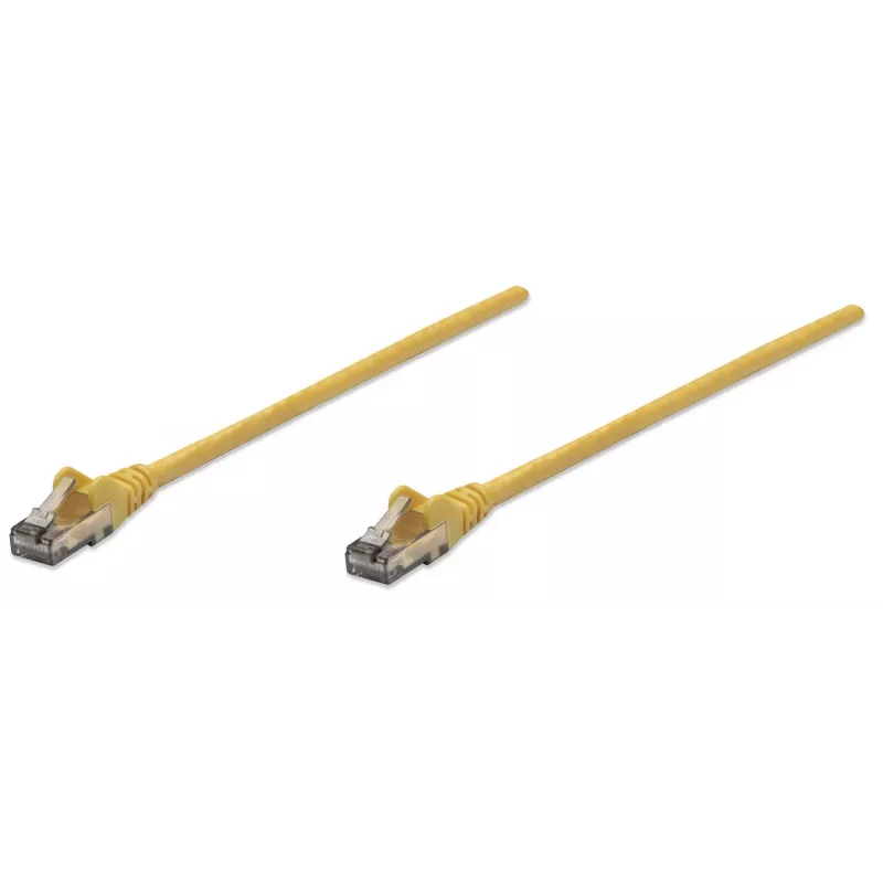 Intellinet tīkla komutācijas kabelis, Cat6, 10 m, dzeltens, CCA, U/UTP, PVC, RJ45, zelta pārklājuma kontakti, bez aizķeršanās, aizsargapvalks, mūža garantija