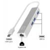 LevelOne Gigabit USB-C tīkla adapteris ar USB centrmezglu, vadu, USB Type-C, Ethernet, 1000 Mbit/s, sudraba