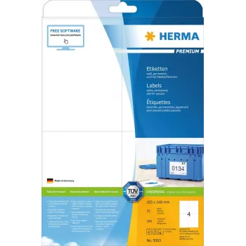 Pašlīmējošās printera etiķetes HERMA Labels Premium A4 105x148 mm
