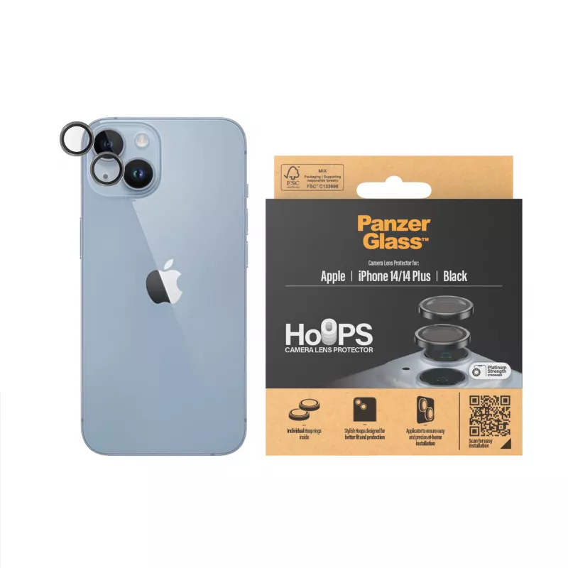 PanzerGlass ® Hoops® Kameras objektīva aizsargs melns iPhone 14 | 14 Plus