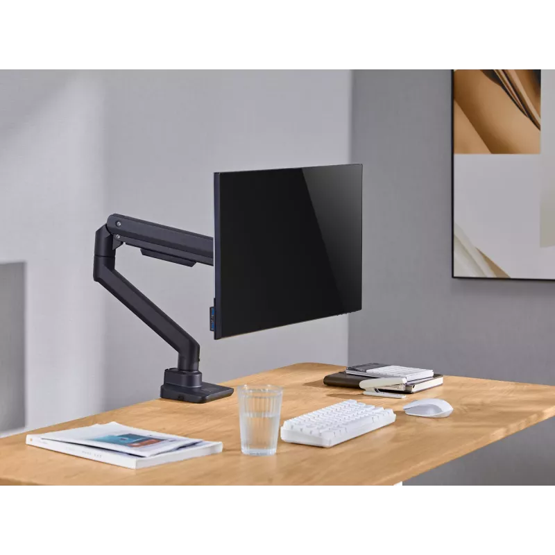 Equip 17 collu-49 collu smagajam režīmam paredzēts monitora galda stiprinājuma kronšteins, melns