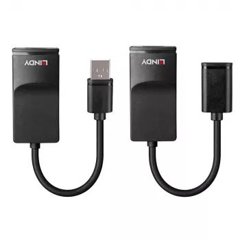 Lindy 60m USB 1.1 Cat.6 paplašinātājs Basic, tīkla raidītājs un uztvērējs, 60 m, 12 Mbit/s, Cat5e, Cat6, melns, plastmasa