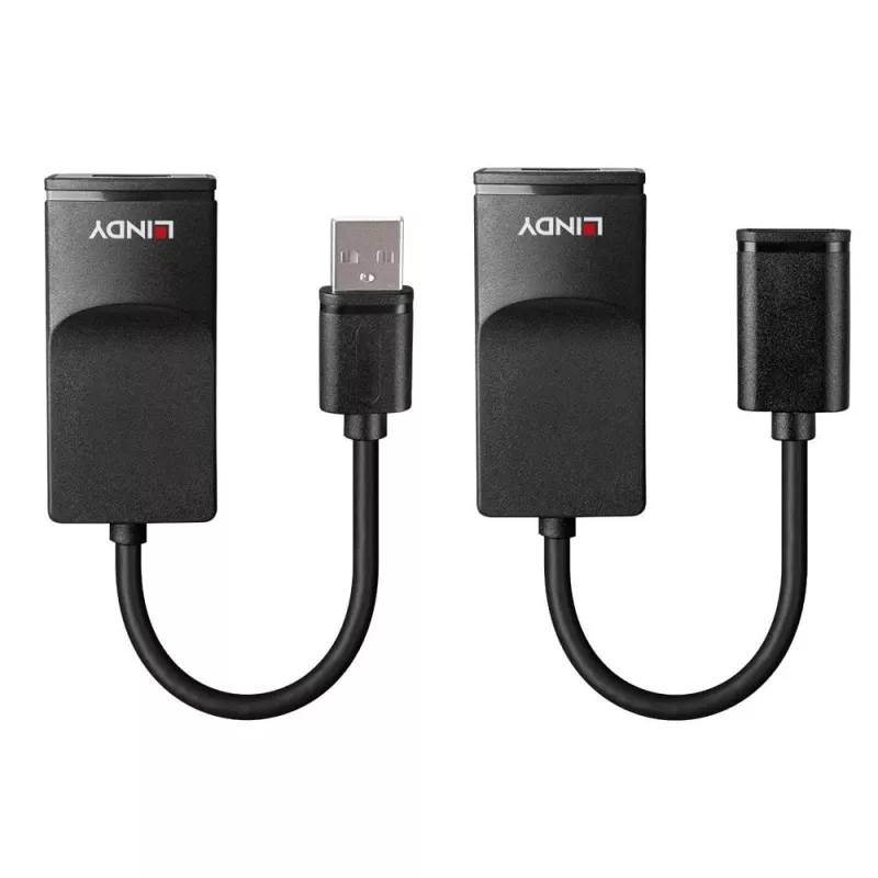 Lindy 60m USB 1.1 Cat.6 paplašinātājs Basic, tīkla raidītājs un uztvērējs, 60 m, 12 Mbit/s, Cat5e, Cat6, melns, plastmasa