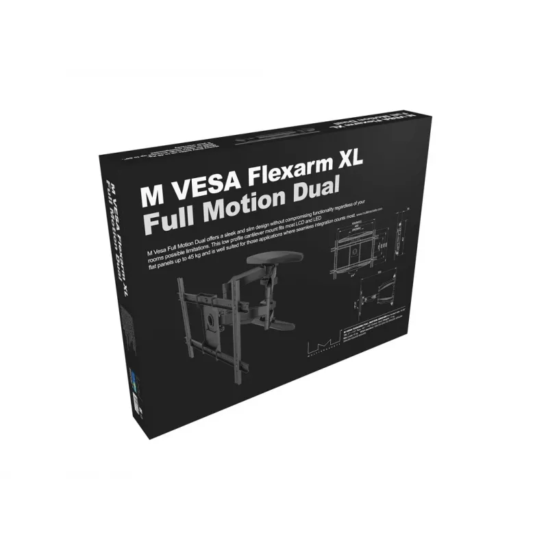 Pilnas kustības divu monitoru stiprinājums Multibrackets M VESA Flexarm XL