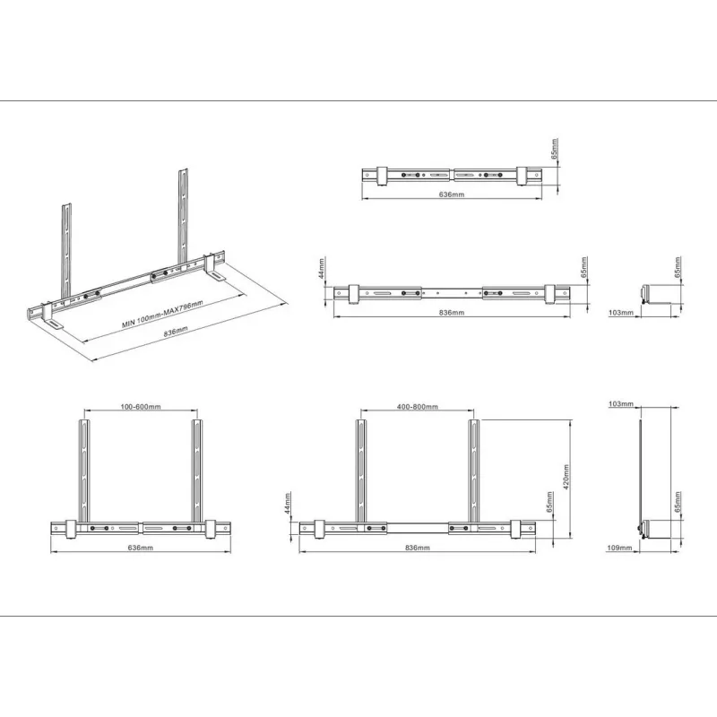 Multibrackets M Universāls skaņas paneļa stiprinājums 55–110 collas Melns 10 kg