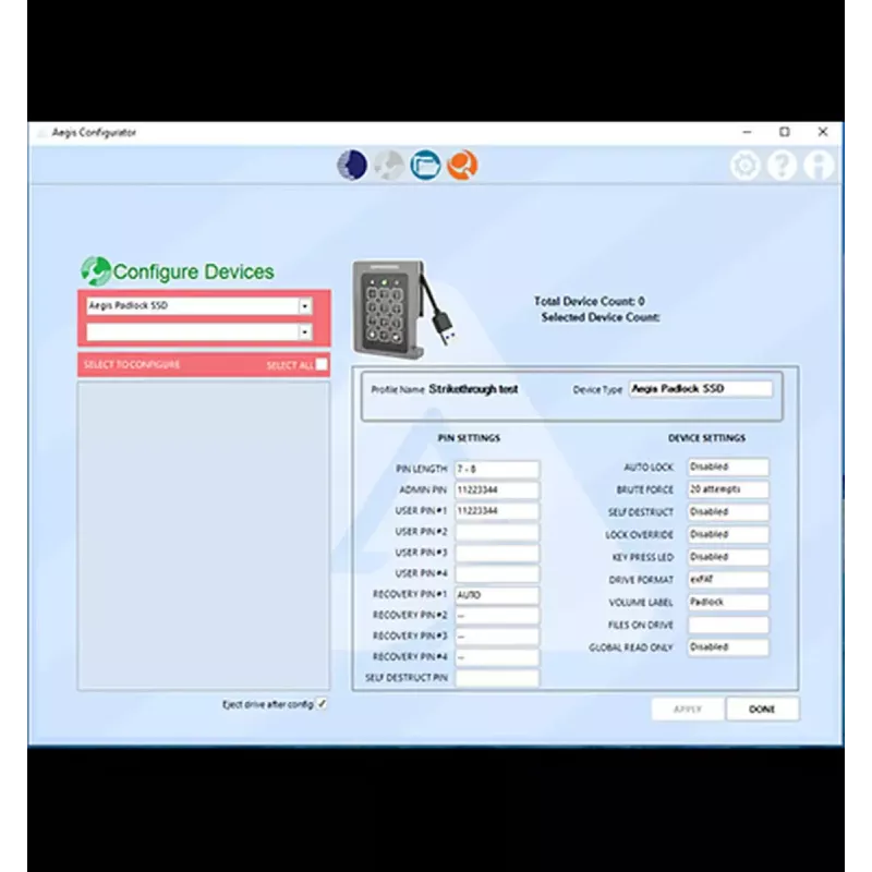 USB centrmezgls Apricorn Aegis Configurator AP-CONFIG-KIT-EMEA