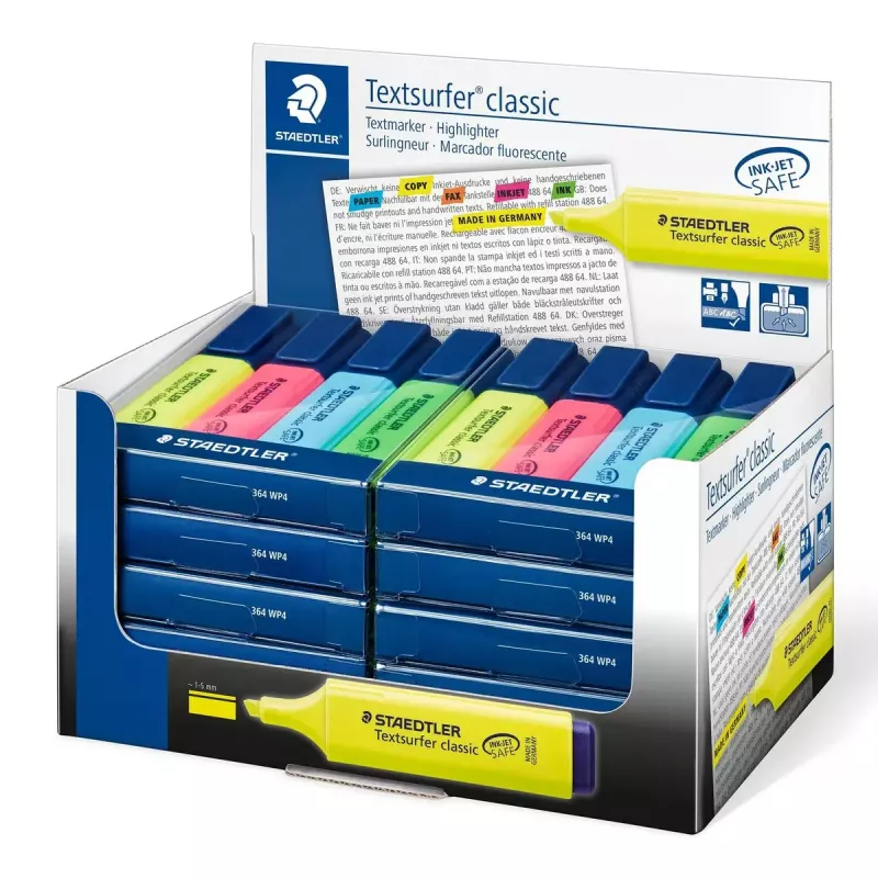 Marker Staedtler Textsurfer classic 364 Slīpais uzgalis Zils Zaļš Rozā Dzeltens