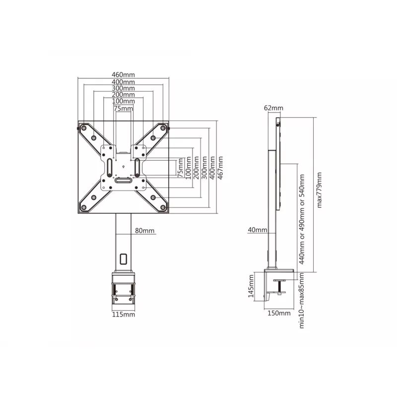 Deskmount Multibrackets M Deskmount XL Melns